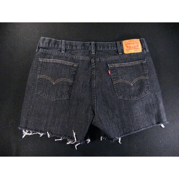 LEVIS 514 Womens Black CUTOFF JEANS SHORTS 38 x 32 HIGH WAISTED - Picture 2 of 10